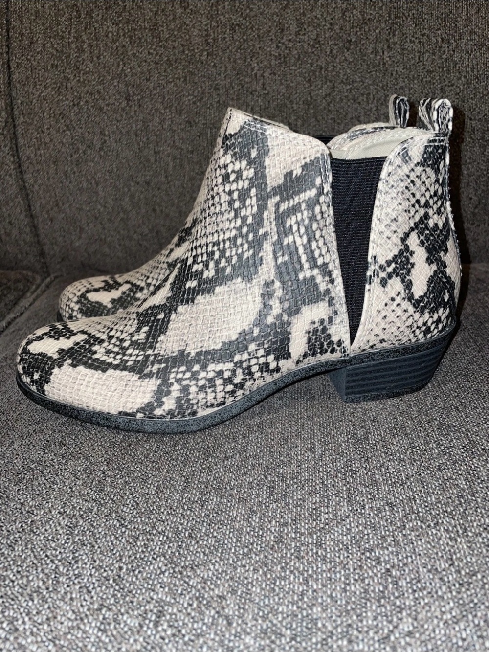 SO Snake-Print Chelsea Booties - Black & White